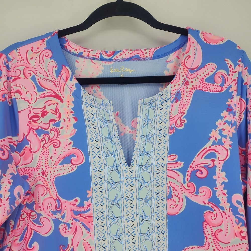 Lilly Pulitzer Chilly Lilly Nadine Dress UPF 50+ Blue Peri Go With The Flow - Picture 5 of 11